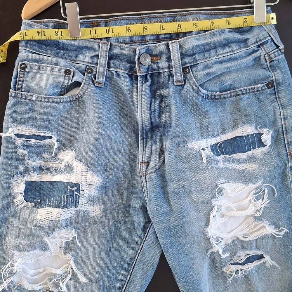 American Eagle Hi-Rise Shortie Distressed Cuffed Denim Shorts Size 29 - Picture 9 of 11